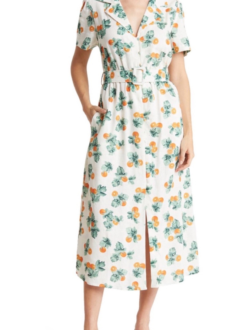 WEWOREWHAT Camp Collar Linen Dress